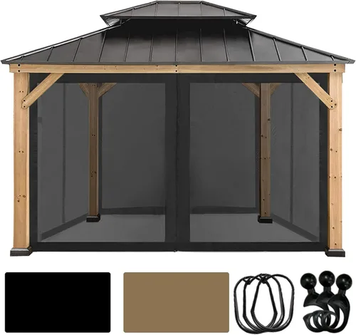 Vista 11 de Coastshade Panel de toldo de pérgola de repuesto para pérgola de 8 pies, paneles de privacidad para cenadores con 10 anillos de cortina y ganchos