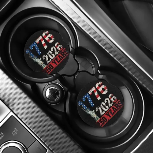 Vista 13 de AFPANQZ 250 Years Print Car Coasters for Cup Holders Absorbent Car Accessories 2.8" Car Cup Holder for Women 2 Pack