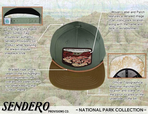Vista 2 de Sendero Provisions Co. Colección Snapback de sombrero de cuerda trenzada National Park