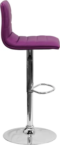 Vista 43 de Flash Funiture silla de bar ajustable con base cromada, Vinilo, Gris
