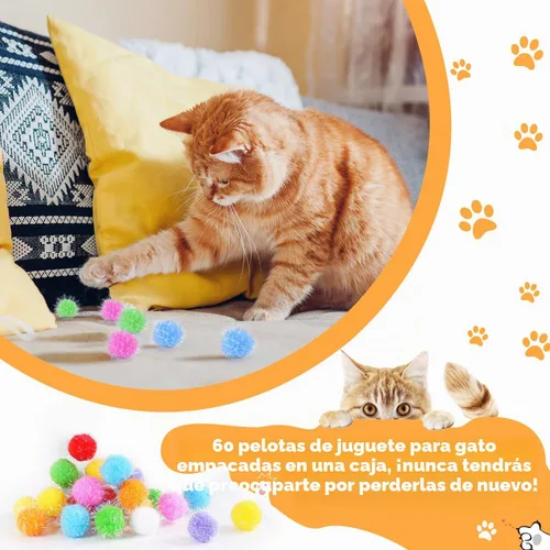 Vista 4 de DF DUALFERV 30 bolas de pompones de gato, 1.5 pulgadas, multicolor