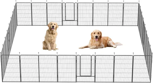 Vista 16 de Corralito para perros, 32/40/45 pulgadas de altura en resistente, plegable para interiores y exteriores, valla antióxido para ejercicio de perros