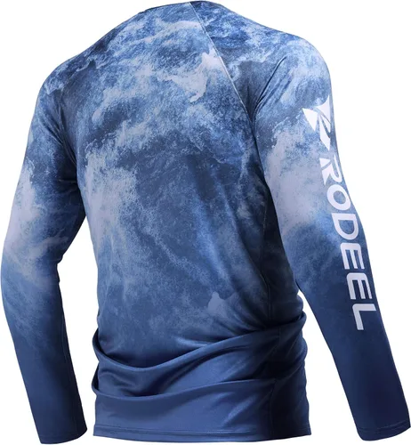 Vista 2 de Rodeel Camiseta de pesca de ajuste holgado para hombre, ventilada River Bluff Performance manga larga UPF 50