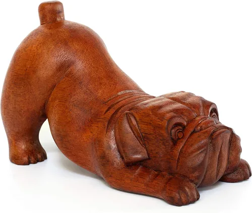 Vista 7 de G6 Collection Estatua de perro de madera tallada a mano de 8 pulgadas, escultura artística, decoración rústica para el hogar, decoración hecha a