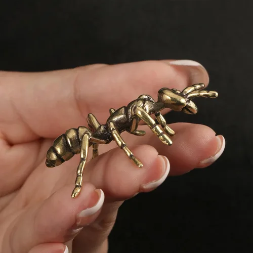 Vista 5 de 3 piezas de escultura de hormiga, libélula, escarabajo, té de metal sólido, adorno de insecto, mini hormiga, libélula escarabajo, figura