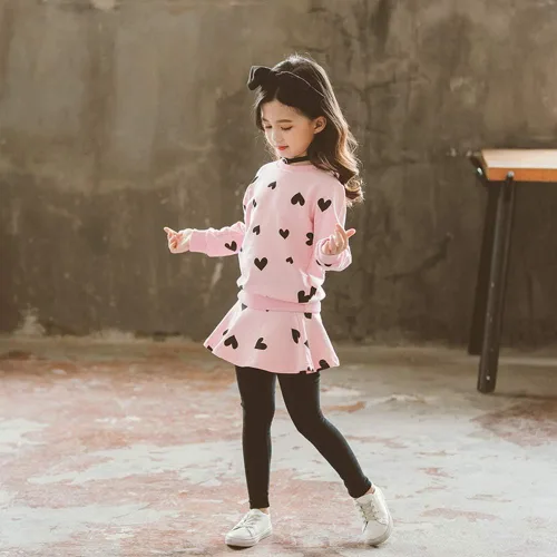 Vista 3 de Conjunto de ropa para niña pequeña, 2 piezas, camisetas y pantalones de manga larga