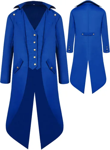 Vista 3 de Chaqueta renacentista steampunk para hombre disfraz de Halloween para hombre chaqueta retro pirata victoriana gótica medieval abrigo vintage