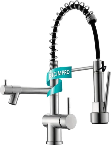 Vista 15 de Grifo de cocina Kicimpro de acero inoxidable con acabado negro mate RO, grifo de filtro de agua para fregadero de 0.59-1.37 pulgadas, grifo