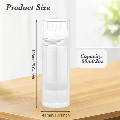 Vista 2 de 12 recipientes vacíos de desodorante de 2.0 fl oz/2 oz para barra de lápiz labial, lápiz labial, barra de protección solar, translúcido