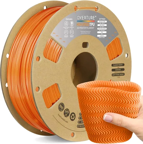 Vista 59 de OVERTURE - Filamento de TPU de 1/16 pulgadas, rollo flexible de poliuretano termoplástico, impresora 3D suave, 95A, carrete de 2.2 libras, precisión