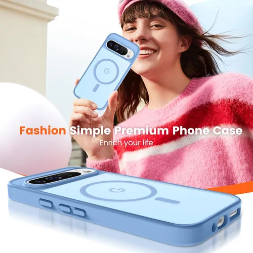 Vista 8 de Funda para teléfono Google Pixel 9 Pro XL, Compatible con Magnético, Protección contra Caídas de Grado Militar Translúcida Mate Resistente a Golpes