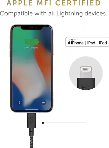 Vista 2 de Native Union Cable de correa USB-A a Lightning, reforzado ultra fuerte de 4 pies [certificado MFi], cable de carga duradero con correa de cuero