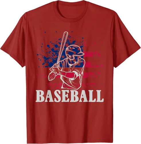 Vista 68 de Camiseta de béisbol deportiva estadounidense con bandera estadounidense, Negro, S