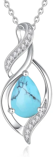 Vista 20 de FANCIME Collar de piedra natal para mujer, regalo de cumpleaños para ella 10 - Ópalo
