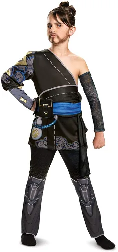 Vista 5 de Overwatch Hanzo Costume, Deluxe Video Game Inspired Character Outfit for Kids