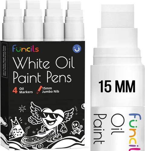 Vista 11 de Marcadores de pintura a base de aceite jumbo de 0.591 in (paquete de 10) - Bolígrafos de pintura al óleo para metal, tela, vidrio, rocas, neumáticos