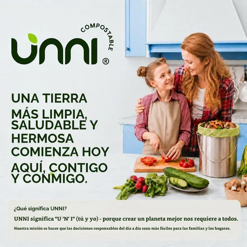 Vista 5 de Bolsas de camiseta compostables UNNI con asas de lazo, 1.6 galones / 6 litros, 50 unidades, forros de cajón de cocina pequeños de 0.64 mil