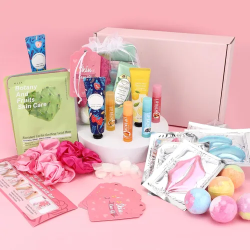 Vista 7 de 60 piezas de suministros de fiesta de spa para niñas, incluyen máscaras faciales, máscara labial, parches debajo de los ojos, bálsamo labial, bombas