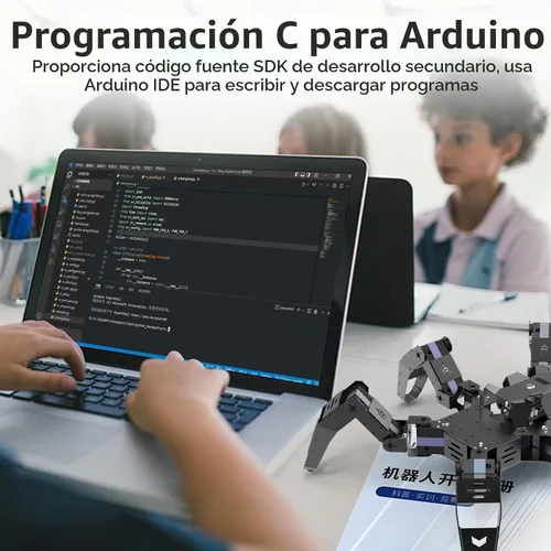 Vista 6 de Kit de robot Hexapod para ESP32, robot araña STEM para caminar, soporta programación Arduino C, App RC, transmisión de video, kit de marco