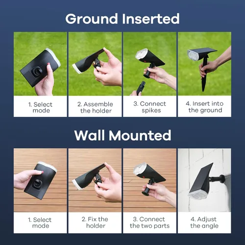 Vista 8 de Consciot Focos solares para exteriores, IP67 impermeable 2 en 1, luces solares de día, luces decorativas de Navidad duraderas para jardín, patio