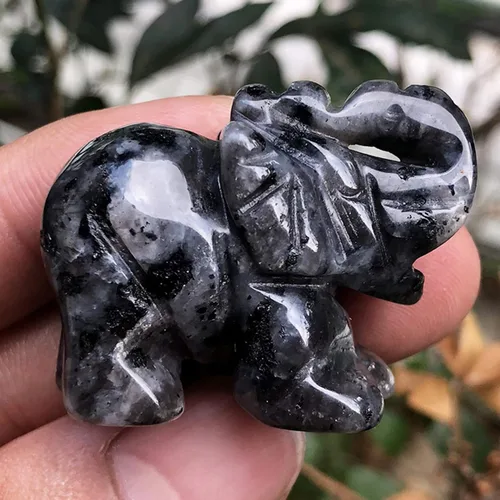 Vista 2 de Fekuar Figuras de elefante de cristal curativo talladas a mano de 1.5 pulgadas, escultura de estatua de animal de bolsillo de la suerte, decoración