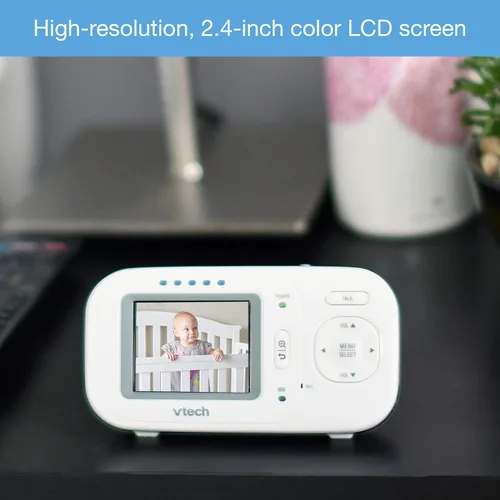 Vista 4 de VTech VM320 Monitor de bebé a todo color de video digital de 2.4 pulgadas con visión nocturna automática, blanco
