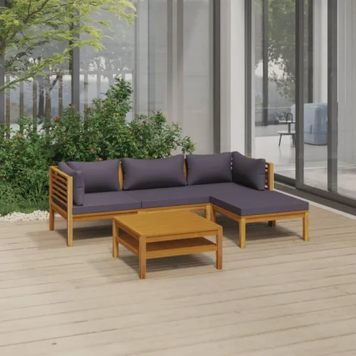Vista 31 de Juego de 5 piezas para patio con cojín, juego de muebles de sofá, resistente a la intemperie, adecuado para uso en exteriores, requiere montaje Gris
