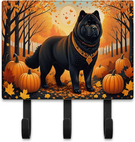 Vista 11 de Affenpinscher - Correa de otoño o llavero Affenpinscher Fall artwork on ceramic tile with three steel hooks for keys, leashes, towels