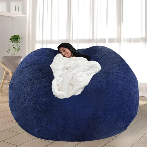 Vista 37 de Puf para adultos y niños sin relleno, sofá perezoso suave y redondo, funda de sofá de puf clásico, saco de amor para dormitorio, silla de lectura
