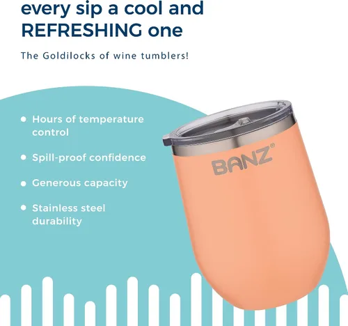 Vista 4 de BANZ Vaso de vino de picnic 12oz albaricoque