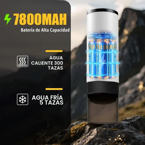 Vista 3 de Cafetera portátil de café expreso con batería de 7800 mAh y pantalla digital, cafetera de viaje autocalentable para campamento, automóvil