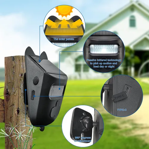 Vista 2 de Alarma solar inalámbrica para entrada de vehículos resistente a la intemperie, sensor de movimiento, timbre de timbre, sistema de alerta