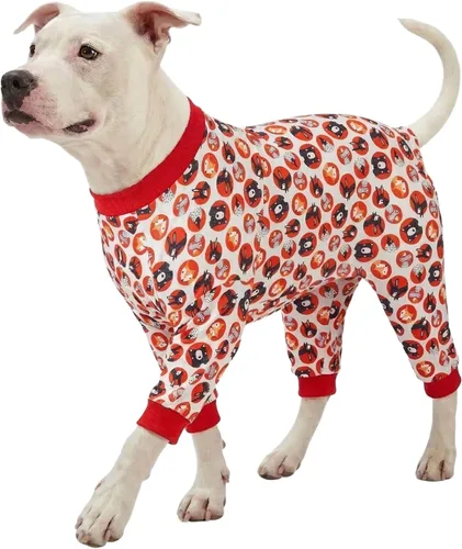 Vista 10 de LovinPet Pijama de perro gordo para perros medianos, camisa para aliviar la ansiedad de las mascotas, camisa de protección solar, tela elástica Negro