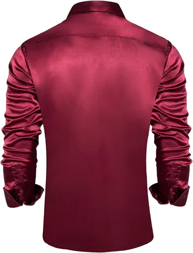 Vista 7 de DiBanGu Camisa de vestir sólida para hombre, casual, de manga larga, con botones, ajuste regular, elásticas, sin arrugas, con bolsillo