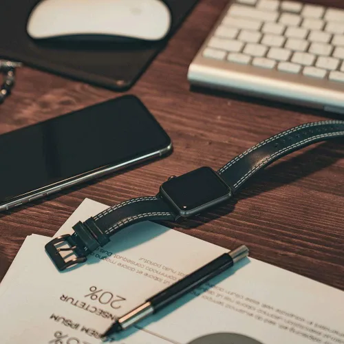 Vista 5 de [Diseño de SLG ] D+ - Correa de cuero italiana Temponata para Apple Watch 4 1.732 in 1.654 in iWatch Series 1 2 3 Nike Sports Correa de repuesto