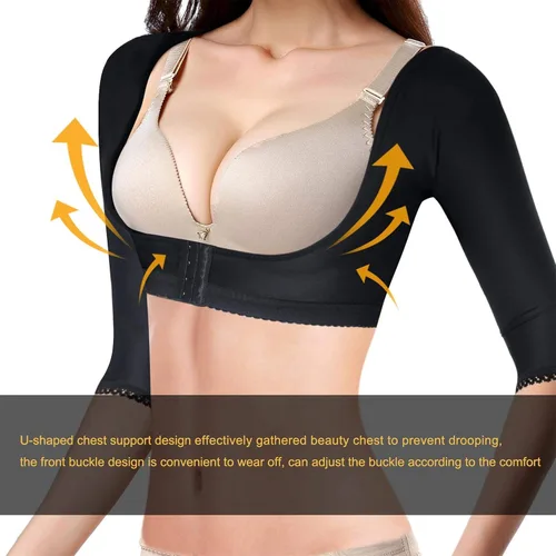 Vista 2 de BRABIC Modeladora de la parte superior del brazo postquirúrgico mangas de compresión más delgadas corrector de postura moldeadora para mujer