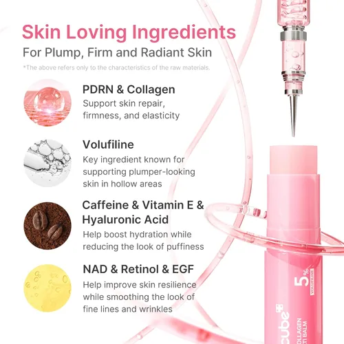 Vista 4 de medicube PDRN - Bálsamo múltiple de colágeno rosa Volufiline, PDRN, NAD, colágeno Bálsamo facial y corporal para debajo de los ojos, cuello