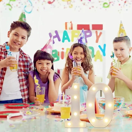 Vista 3 de Números con luz LED, letrero de número de marquesina para decoración de cumpleaños de 10 años (10)