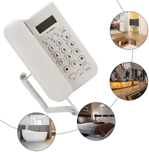 Vista 5 de Teléfono fijo, DTMF/teléfono con cable con pantalla de identificación de llamada/conjunto de números/función de redireccionamiento para el hogar