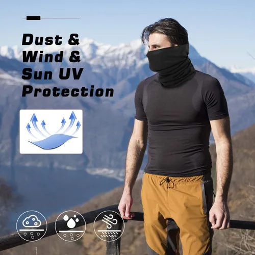 Vista 5 de MoKo Polainas de máscara facial, bandana multifuncional, diadema para mujeres y hombres, bufanda para el cuello para ciclismo al aire libre, moto