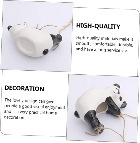 Vista 9 de Happyyami Maceta colgante de panda para montar en la pared, florero para interiores, decoración de habitación asética de cerámica, macetas colgantes