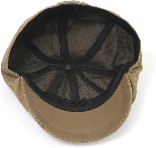 Vista 5 de DIYDECAL Gorra de Newsboy para hombre, 8 paneles, mezcla de algodón, sombrero de golf plano Ivy Gatsby Cabbie Caqui