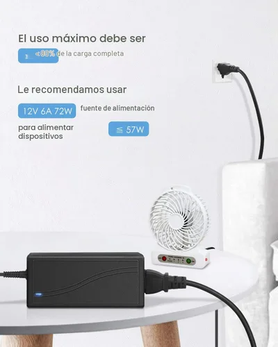 Vista 7 de ALITOVE Fuente de alimentación de 12 V 6 A 72 W CC 100 ~ 240 V CA a CC 12 voltios 6 amperios Convertidor 12 V CC 6 A 5.8 A 5.5 A 5.2 A Transformador
