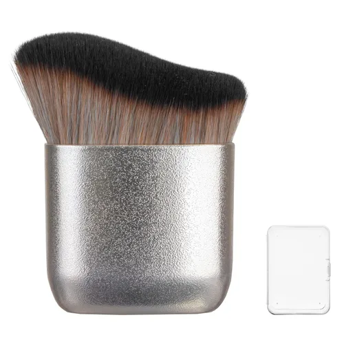 Vista 9 de Cepillo autobronceador Kabuki, aplicador corporal vegano para cara Cerdas sintéticas suaves para una mezcla de bronceado sin rayas, se adapta a