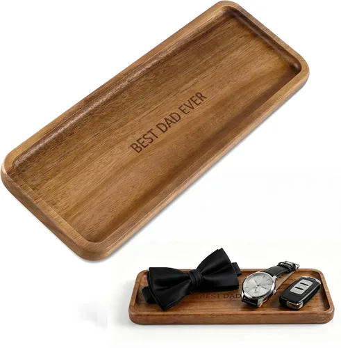 Vista 15 de Bandeja pequeña de madera Bandeja de madera de acacia para tocador, encimera de baño, mesa de café e inodoro Perfecto para joyas, llaves