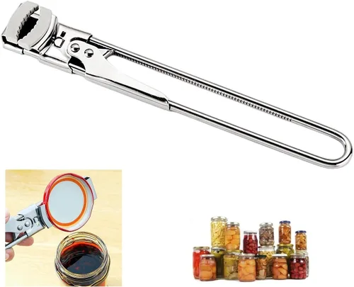 Vista 8 de Abrelatas de acero inoxidable ajustable para manos débiles, abridor de latas de acero inoxidable ajustable, abridor de tapas herméticas, accesorios
