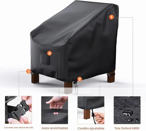 Vista 4 de Mrrihand - Fundas impermeables para sillas de patio, fundas para asiento profundo, resistentes al aire libre