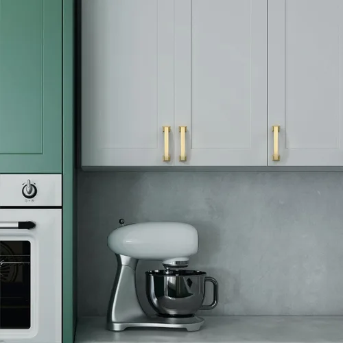 Vista 5 de Asidrama Paquete de 10 manijas de gabinete de cocina de color dorado cepillado de 3 pulgadas (2.992 in), tiradores de gabinete, accesorios