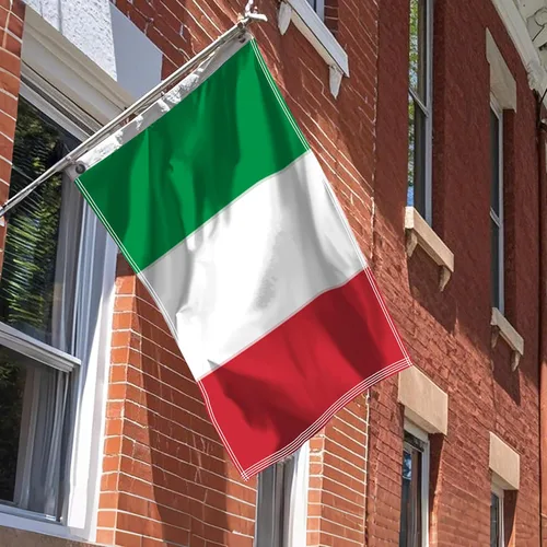 Vista 2 de Bandera italiana de 3 x 5 para exteriores, poliéster resistente, con rayas cosidas, ojales de latón