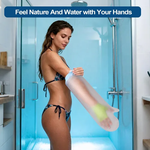 Vista 2 de Cubiertas fundidas impermeables para brazo de ducha (9 x 22 pulgadas) Medical-Grade Reusable Protector Sleeve for Shower & Swim, Fit Broken Wrist